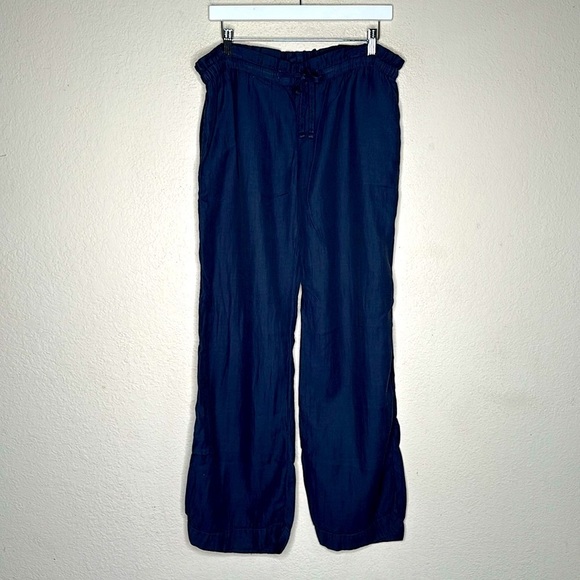 NWOT James Perse Wide Leg Drawstring Pants Blue Size 3 (Large) Cotton Cupro - Picture 3 of 10